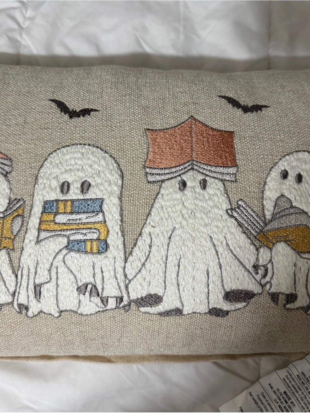 Halloween Ghosts Reading Books Pillow